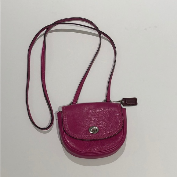 Coach Handbags - Coach mini hot Pink pebble leather messenger Bag